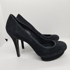 Tory Burch black suede Camille platform stiletto heels size 6
